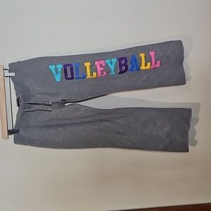 Gray Volleyball Sweatpants with Multicolor Lettering